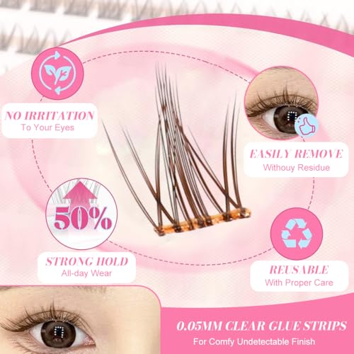 Image of MAYCREATE 120Pcs Self-Adhesive Pre-Glued False Eyelashes Kit, 12mm Lash Cluster Fluffy Lashes for Natural or Party Look, DIY Eyelash Extension Kit