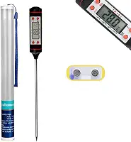 Termometro Culinario Digital + 02 Bateria LR44 Termômetro para Carne e Cozinha Medidor Temperatura Banho de Bebe Alimentos Churrasco Bebidas TP101 Preciso Industrial Quente Frio de -50 Até 300 Graus