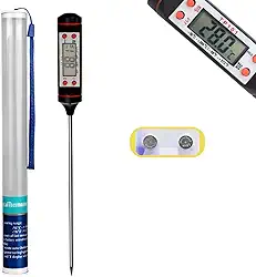 Termometro Culinario Digital + 02 Bateria LR44 Termômetro para Carne e Cozinha Medidor Temperatura Banho de Bebe Alimentos Churrasco Bebidas TP101 Preciso Industrial Quente Frio de -50 Até 300 Graus