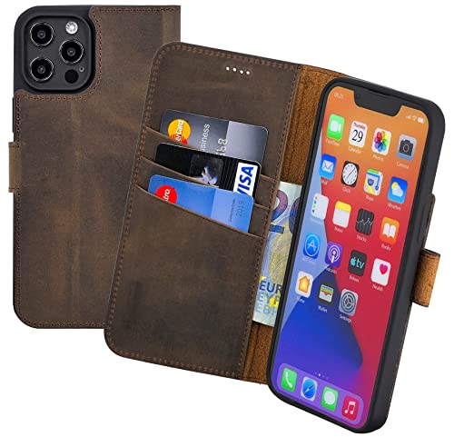 Suncase Book-Style Hülle kompatibel mit Motorola Edge 50 Neo Leder Tasche (Slim-Fit) Lederhülle Handytasche Schutzhülle Hülle mit 3 Kartenfächer in antik-braun