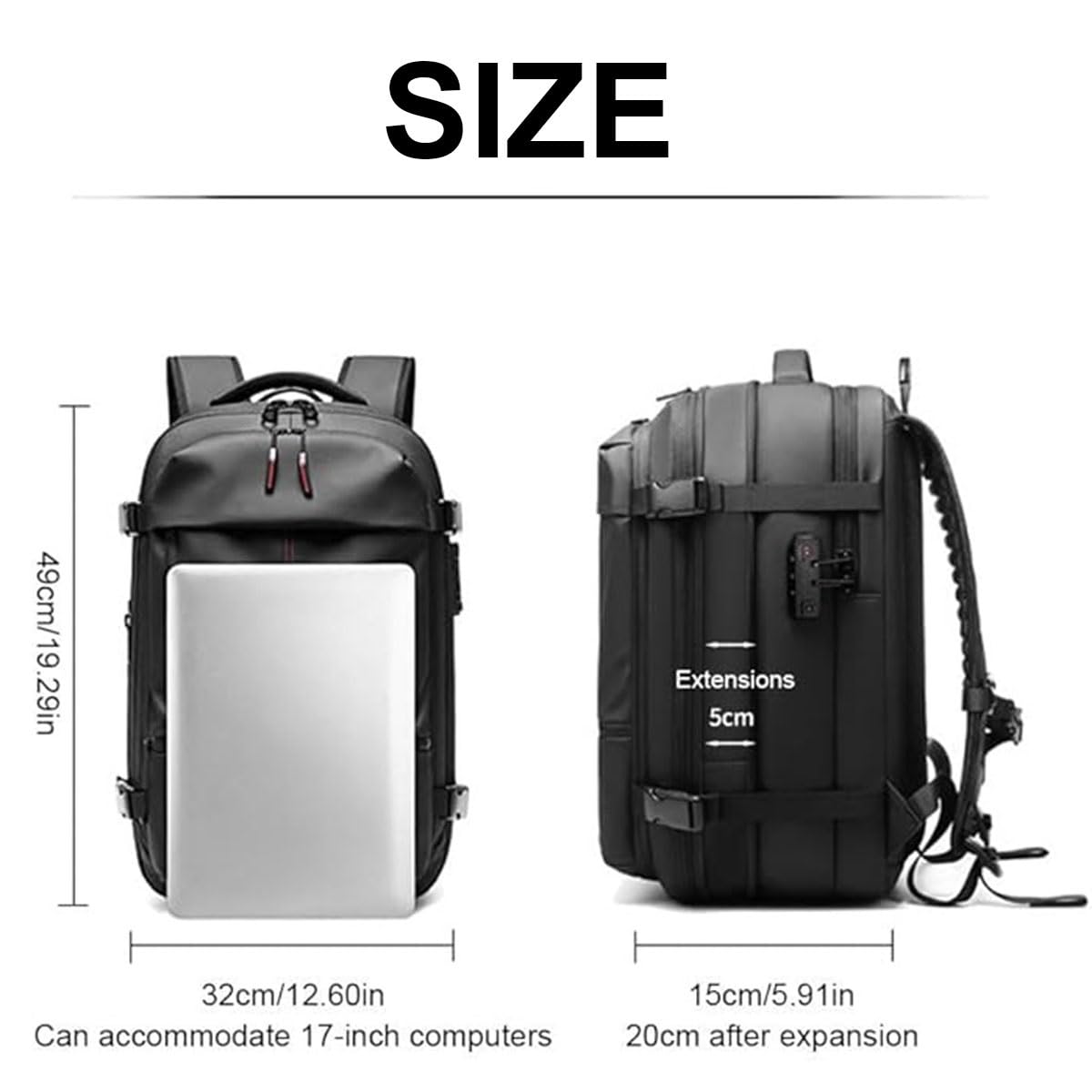 Mochila, Equipaje De Mano, Bolsa De Avión, Airbag De Vacío, Mochila De Viaje, Mochila De Mujer, Mochila De Viaje Al Vacío con Bomba, Impermeable, Maleta De Vacío For Hombre.(Noir,Air Pump)
