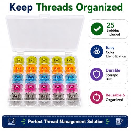 Image of ZENITH 11 Pcs Sewing Machine Presser Feet Accessories Kit, Compatible with Brother, Usha Janome, Singer Low Shank, Multiple Stitch Functions (11 pc Kit + 25 Multicolor Bobbin Box)