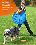 SPORTIKEL24 Agility Sacktunnel Blau – 3,80 m Länge, Ø 60 cm – Für Welpen & Anfängerhunde – mit Ösen, Heringen & Tragetasche – von Superhund