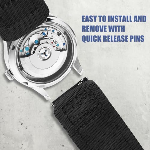 Ritche Nylon Sport Watch Band for men women Quick Release 20MM 22MM Replacement Watch Strap Compatible with Timex Expedition watch Black/Navy Blue/Crimson Red/Pumpkin Orange/Army Green, Valentine's