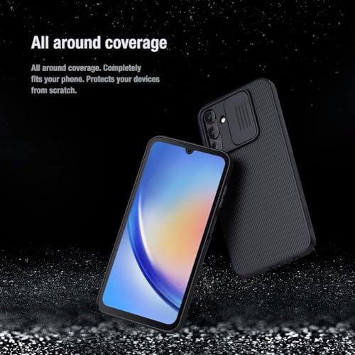 Image of Nilkin Classic Series Compatible for Samsung A25 Case with Camera Cover, [Camera Lens Protector] [Scratch-Resistant] [360 Full Protection] Shockproof Slim Phone Case (Black, A25)
