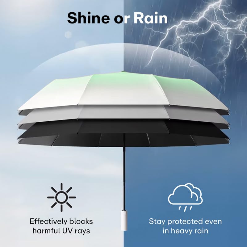 Image of PRIME PICK Gradient Automatic Umbrella - Windproof and UV-Resistant Foldable Umbrella with One-Button Auto Open Close, Sturdy Frame, Compact and Travel-Friendly