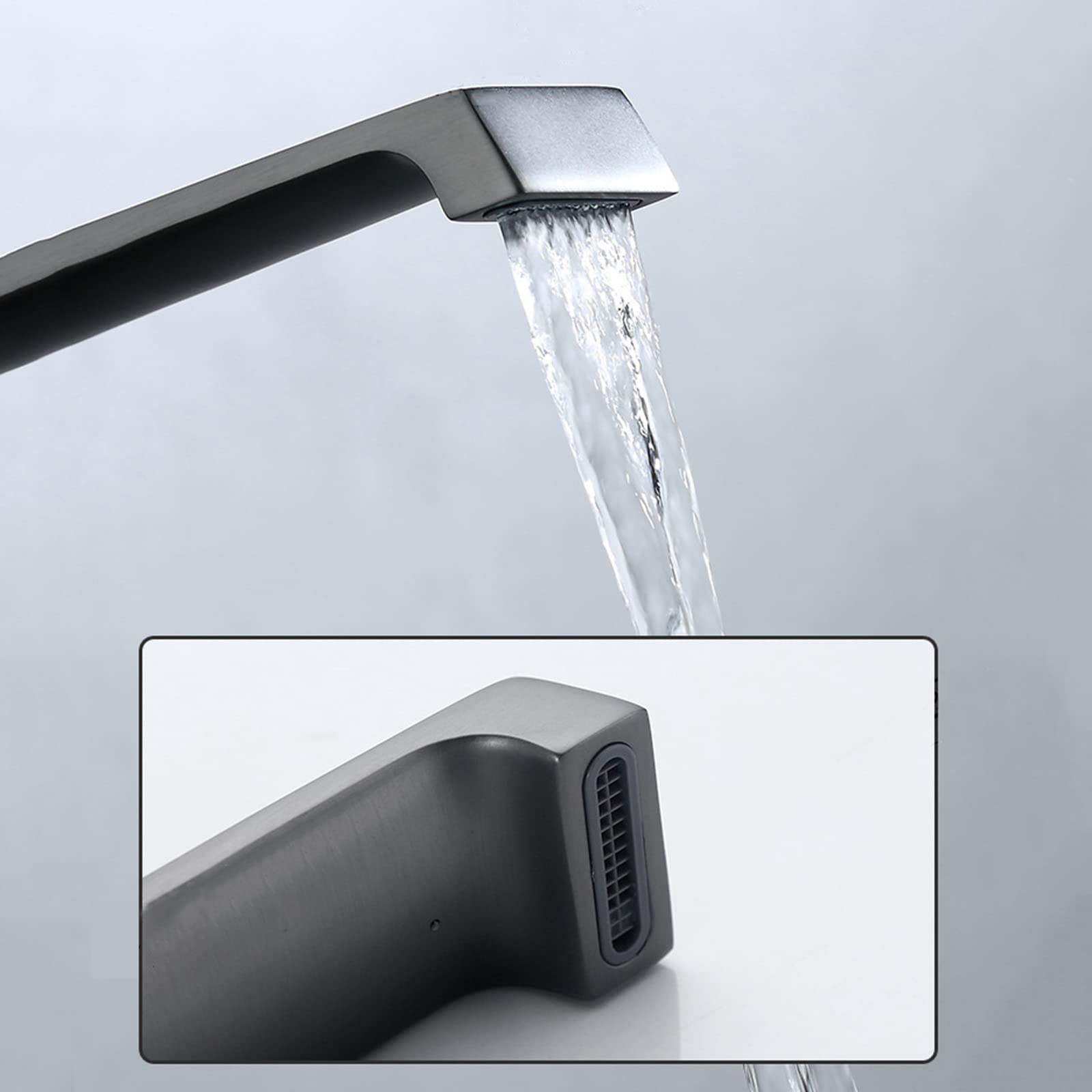 Grifos De Baño En Cascada, Grifo Monomando para Lavabo G1/2, Grifo para Lavabo De Agua Fría Y Caliente, Cromado(Black)