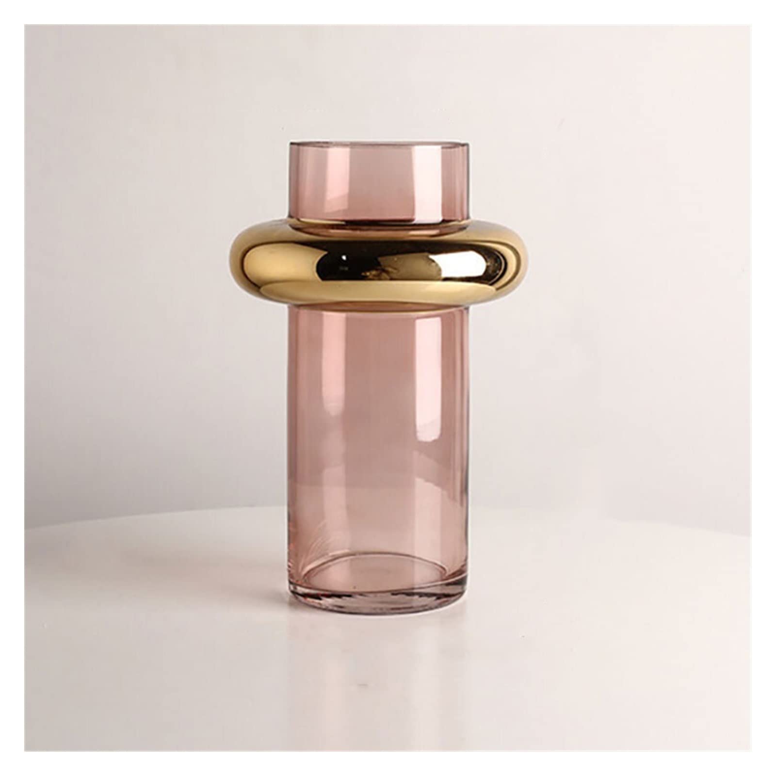 Centerpiece Vases Nordic Light Luxury Gold Painted Glass Vase Simple Transparent Hydroponic Flower Arrangement Creative Design Ornament Home Decor(Large)