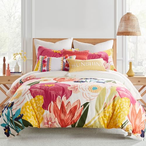 Parure de lit housse de couette King size motif floral