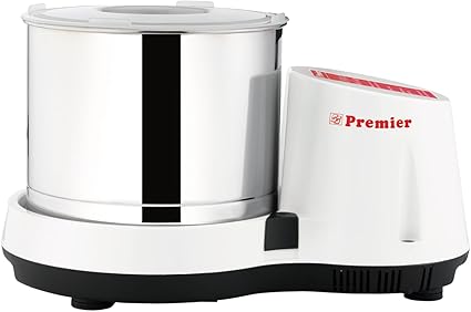 Premier Compact Table Top Wet Grinder with Atta Kneader and Coconut Scrapper -110volts 2 Ltrs white color
