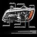 DNA MOTORING Left OE Style LED DRL Headlight Compatible with 2011-2014 Chrysler 300,Black/Clear, OEM-HL-0223-L