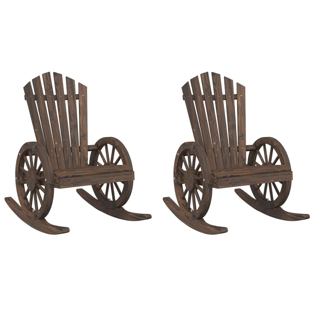 Sedie a Dondolo Adirondack 2 pz in Legno Massello di Abete Comfort Outdoor con Schienale Ergonomiche per Giardino Terrazza Balcone