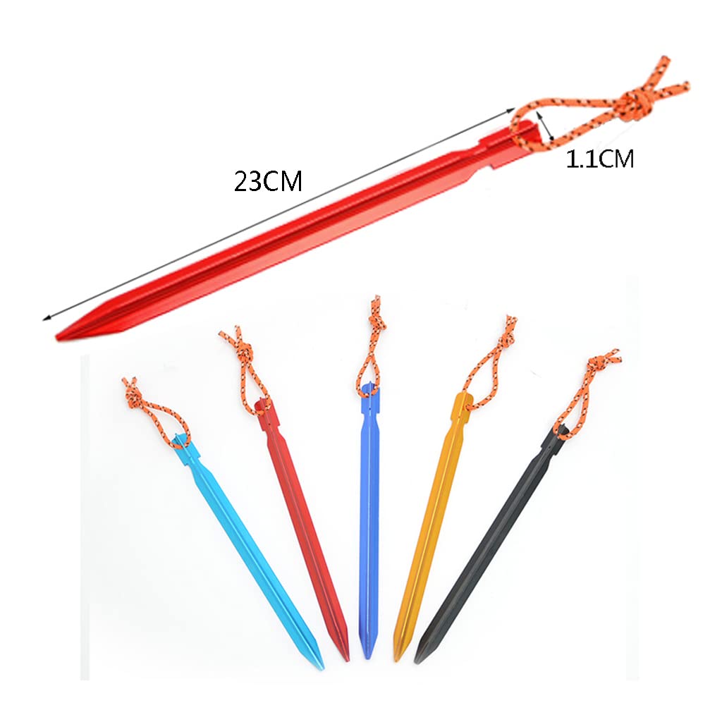Confezione da 12 picchetti per tenda, picchetti per tenda, picchetti per tenda a forma di Y in lega di alluminio resistente, picchetti per tenda da campeggio, chiodo con corda riflettente per cam