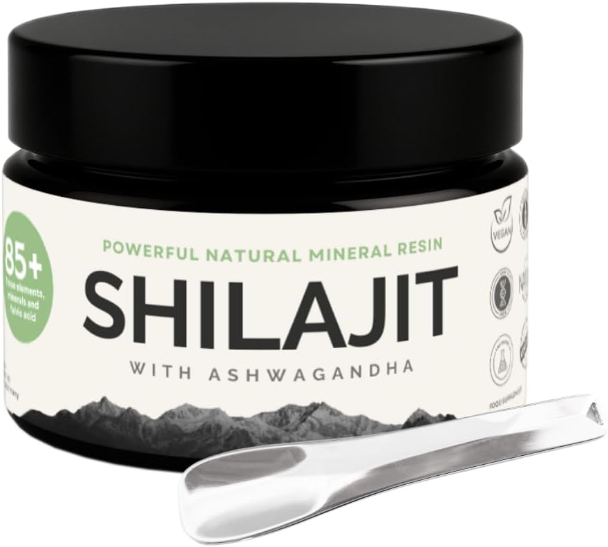 Shilajit VitalizeNature, 30000 mg Natural Shilajit + Ashwagandha, Ayurvedic Herb, Boron, Calcium, Magnesium, Iron. 500 mg Daily Dose