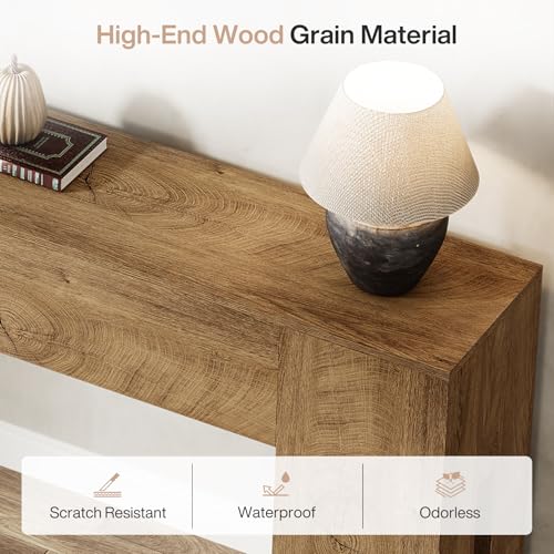 Image of Tribesigns 71-Inch Long Console Table for Entryway, Farmhouse Sofa Console Behind Couch, Entry Table for Hallway, Foyer, Living Room, Burlywood
