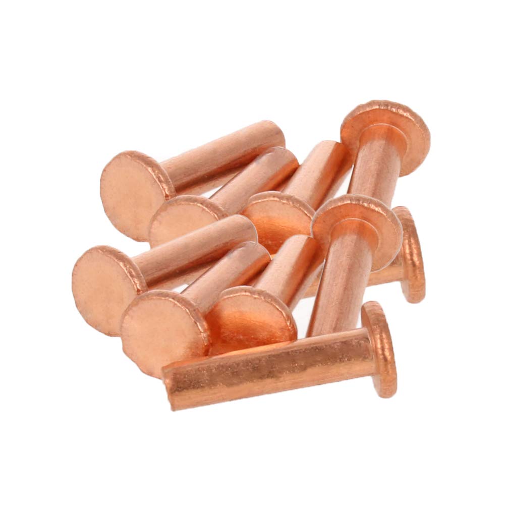 Mromax Diameter 6Mm Long 25Mm Flat Head Bolts Copper Solid Rivets Fasteners Rivets Brass Tone 10Pcs