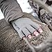 First Lite Rugged Wool Half Finger Glove - Merino Wool Hunting Gloves with Silicone Grip Palm for Shooting Dexterity, Walnut, Large