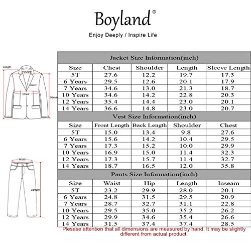 Boyland Boys 3 Pieces Tuxedo Suits Jacquard Shawl Lapel Slim Fit Tux Jacket Vest Pants 4 Colors Prom Party Wedding #TOP6