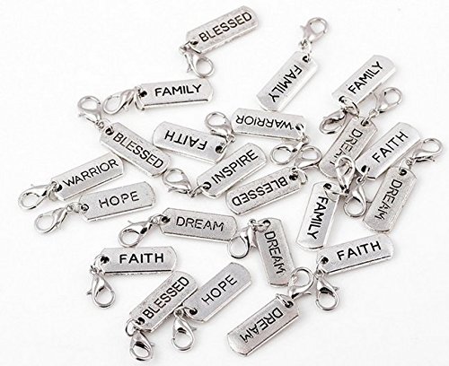 20 Pc Silver Tone Dangle Inspiration Charm Pendants, Jewelry Making DIY Necklaces & Bracelets