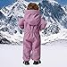 Children's Fashion Snowsuit Thicken Plush Fleece Lined Jumpsuit Boys Girls Winter Warm Hooded Jacket (Purple, 3-4 Years)