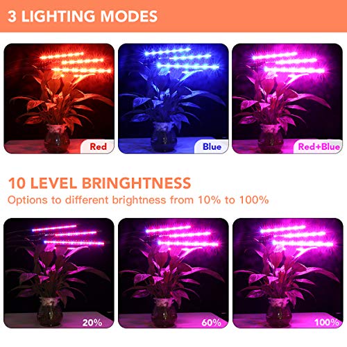 Ghodec Grow Light With Stand, Four-Head Plant Light For Indoor Plants,80Led Red Blue Floor Grow Lamp With 3/9/12 Timer,Tripod Stand Adjustable 15-48 In #TOP4