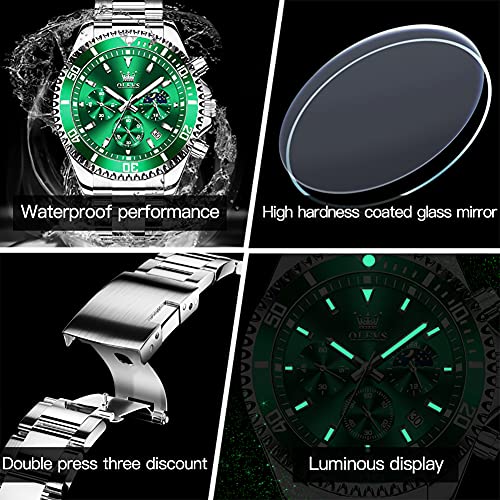 Image of OLEVS Mens Stainless Steel Watch Fashion Luxury Big Face Analog Waterproof