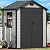 DWVO 6.2x3.4 FT Resin Storage Shed with Reinforced Floor, Outdoor Storage Shed with Lockable Door, Window and Vents, Waterproof Plastic Tool Storage for Garden, Backyard, Patio, Lawn(Blue-Gray+Black)