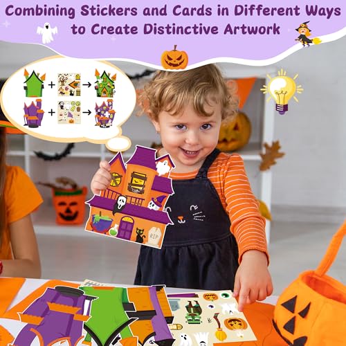 CY2SIDE Halloween Haunted House Scene Sticker - 12 Set Halloween Ghost Sticker for School Rewards, Haunted House Scene for Classroom Activities - image 4