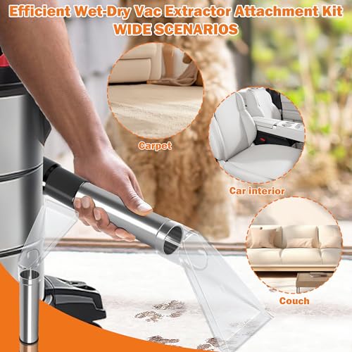 Image of Shop Vac Extractor Attachment Kit with 2-1 /2 inch, 1-7 /8 inch & 1-1 /4 inch Adapters, Universal Wet Dry Vacuum Attachment for Carpet Cleaning, Upholstery, Auto Detailing & Spot Cleaning (Small)