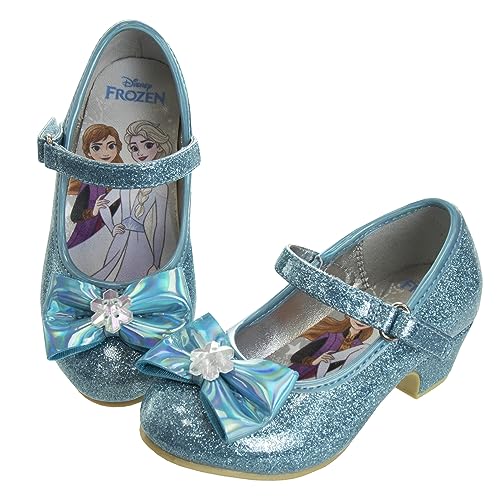 Disney Shoes - Girls Mary Jane Flat Pump Strap with Bow - Kids Character Princess Dress up Costume Flower School Party Flats Slip on - Toddler/Little Kid