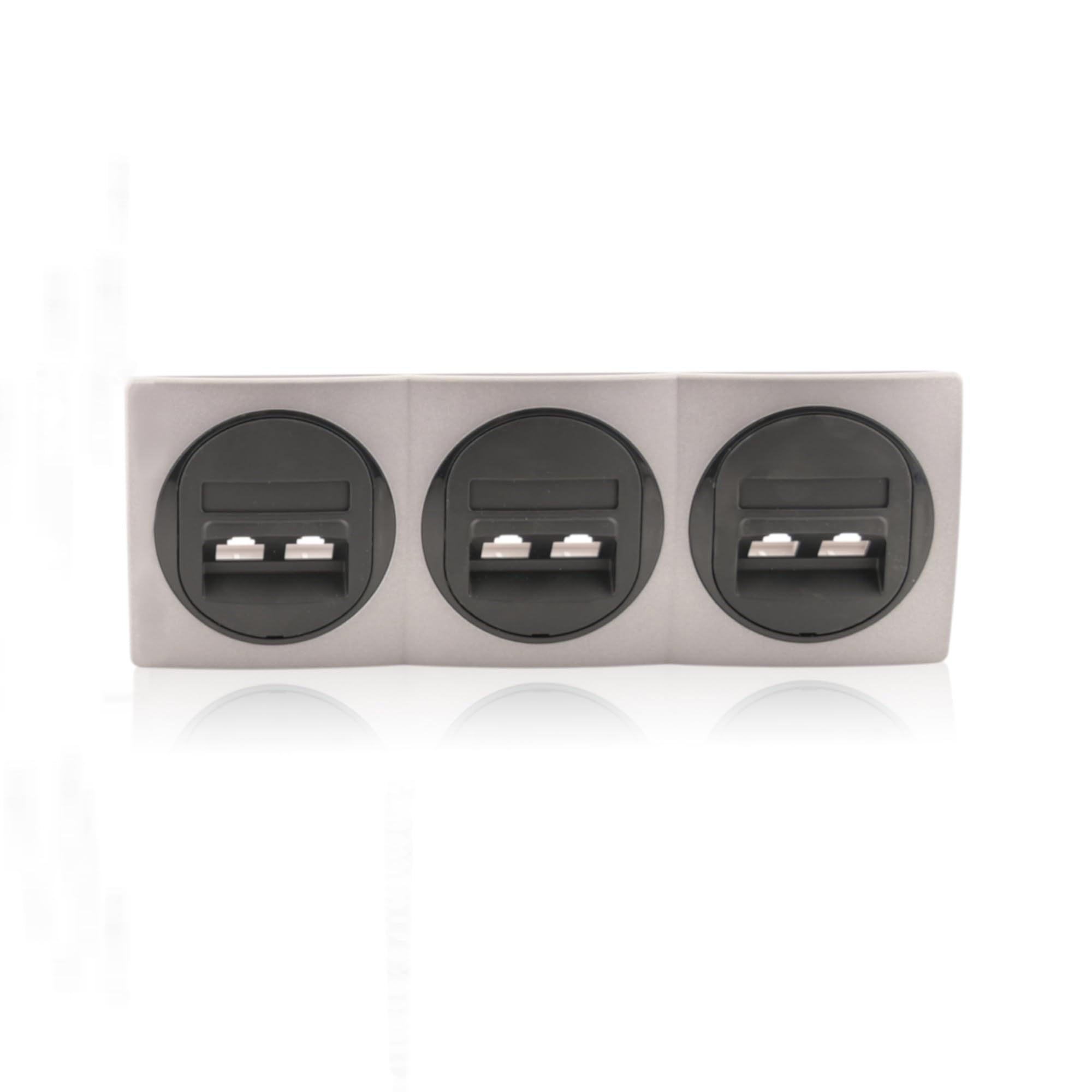 3x Datenbuchse Set Schwarz 2xRJ45 Cat 6 FTP Ø 60mm & 3er Rahmen Anthrazit/Schwarz 80x222mm horizontal
