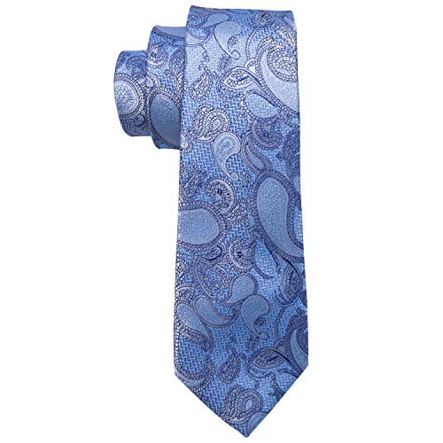 Image of Barry.Wang Paisley Tie Fashion Set Hanky Cufflinks Neckties for Men Woven Silk