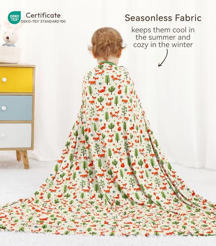 Image of Premium Baby Blankets, Soft Viscose from Bamboo Blanket for Boys and Girls, Nursery Crib Bedding Quilt for Newborn and Toddler, Cooling for Hot Sleepers, 50'' x 50'' Little Fox