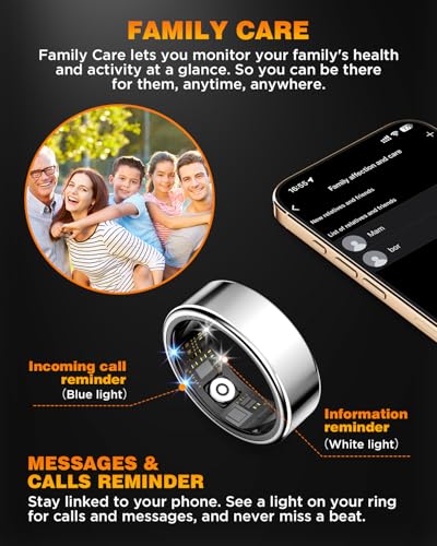 Image of Smart Ring Health Tracker with Charging Case Sleep Heart Rate & Blood Oxygen Monitor 5ATM+IP68 Waterproof Fitness Ring No Subscription 3-7Day Battery iOS & Android Compatible for Men Women silver 9#