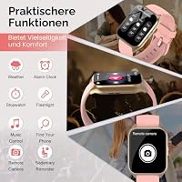 VKROBAG Smartwatch Herren Damen, 1,85" HD Touchscreen Smart Watch mit Telefonfunktion, 100+ Sportmodi Sportuhr mit Schrittzähler/Herzfrequenzmonitor/Schlafmonitor, IP68 Wasserdicht Fitnessuhr, Rosa – Ansicht 6