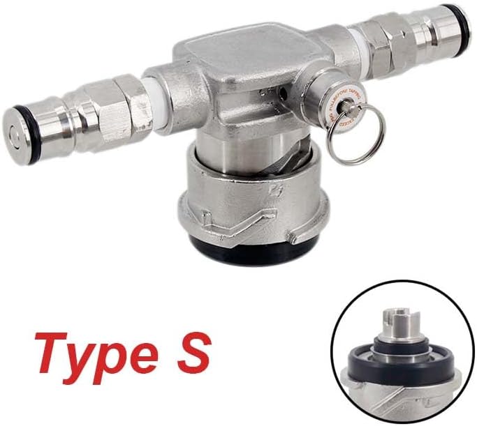 Low Profile Keg Coupler with Ball Lock Gas Beer Post All Stainless Steel 304 Homebrew Kegerator Space Saving Keg Valve(Type S)