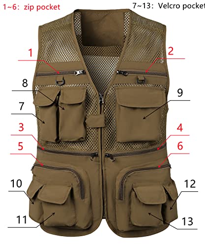 Men Mesh Vest Summer Outdoor Travel Work Fishing Photo Safari Quick Dry Lightweight Utility Pocket Vest #TOP1