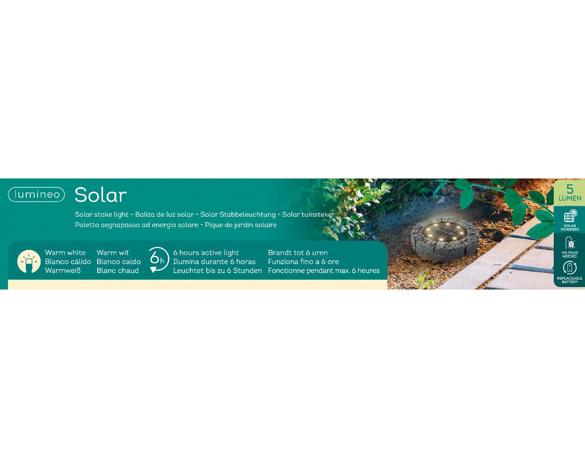 Lumineo Solar Bodenleuchte für außen 11cm 6er Set Polyresin Dauerbetrieb 6h warmweiß - LED Solarleuchte Gartenleuchte Außenleuchte Solarstecker Bodenstrahler - Solarlampen & Gartenbeleuchtung
