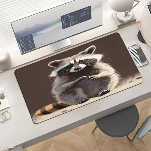 Cute Raccoon2 alfombrilla de escritorio antideslizante grande miniatura 6