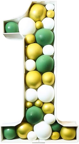 Números de mosaico de 3 pies para globos, marco de globo número 1 para decoración de cumpleaños de 1, 16 y 21 años, kit de números precortados de