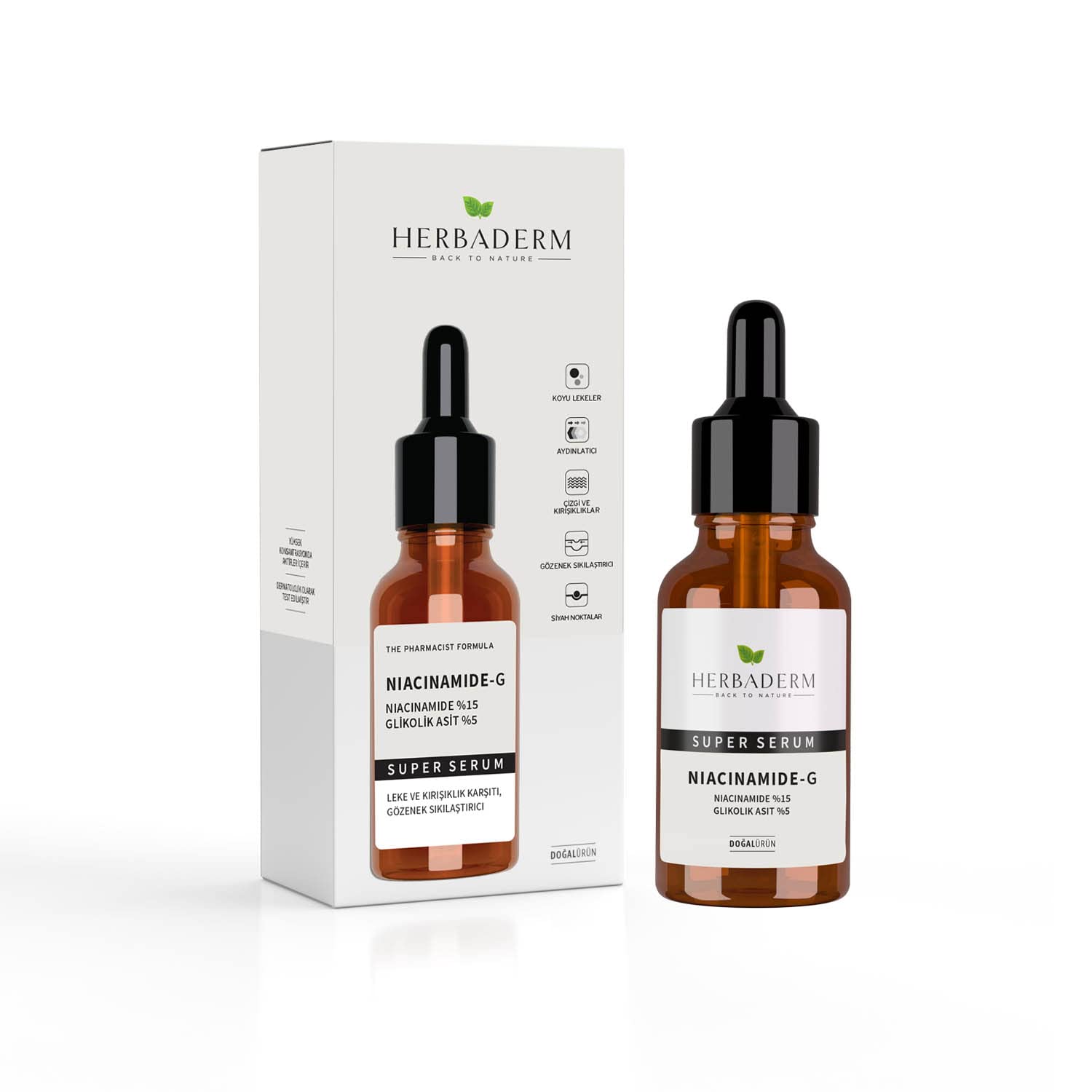 Herbaderm Süperserum Niacinamide%15 Glikolik Asit%5 (30 ml)