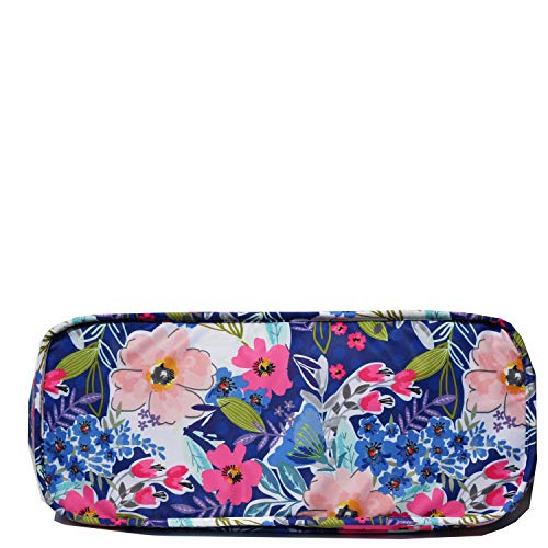 Women Ladies Weekender Bag Muti-pockets Overnight Carry-on Duffel Travel Gym Tote Luggage Duffle with Trolley Sleeve (Blue Flower)