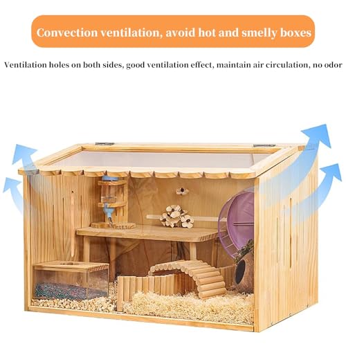 Jaula de acrílico transparente para animales pequeños con soporte y juguetes para cobayas, hámsters y hurones, espaciosa caja de cría