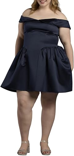 David's Bridal Off-the-Shoulder Drop Waist A-Line Mini Dress, Women's Size 18, M