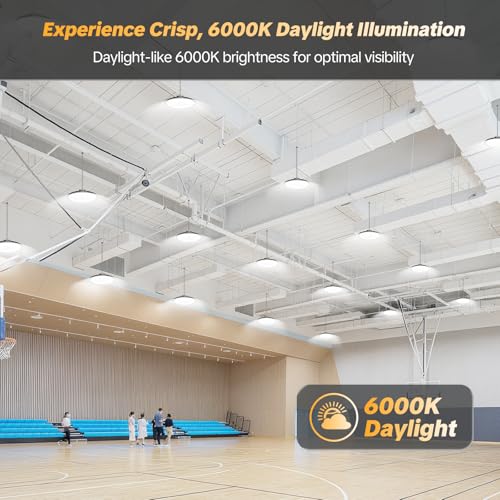 Image of AIKVSXER 6 Pack 300W UFO LED High Bay Light, 45000LM 6000K LED Shop Light