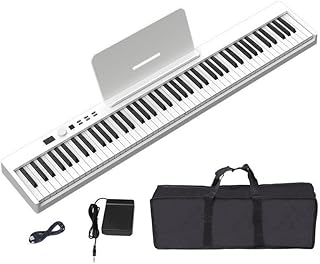 UONNO Folding Piano Keyboard 88 Keys Full Size Semi-Weighted Digital Piano for Beginners with Sustain Pedal Piano Bag (White)