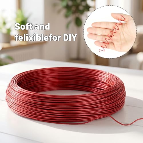 Image of Tenn Well 165ft 18 Gauge Aluminum Craft Wire Red Bendable for Jewelry