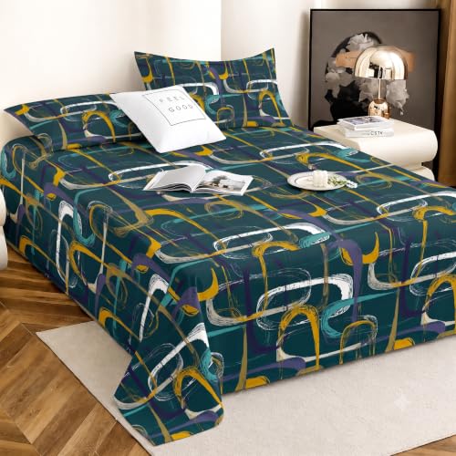 Image of IVAZA 240 TC Soft Ezyption Cotton Floral Print King Size Bedsheet - with 2 Pillow Covers, Hypoallergenic, Brethable, (Size- 90 x 90 Inch) Light Turquoise