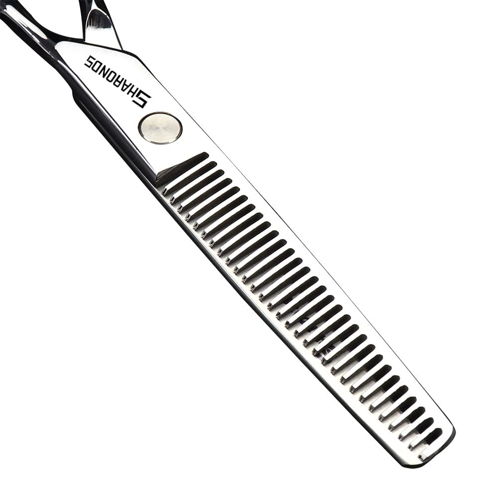 Sharonds cortadora de pelo profesional de 6 pulgadas, tijeras delgadas de acero inoxidable, tijeras eficientes(Tijeras delgadas de 6 pulgadas-E)