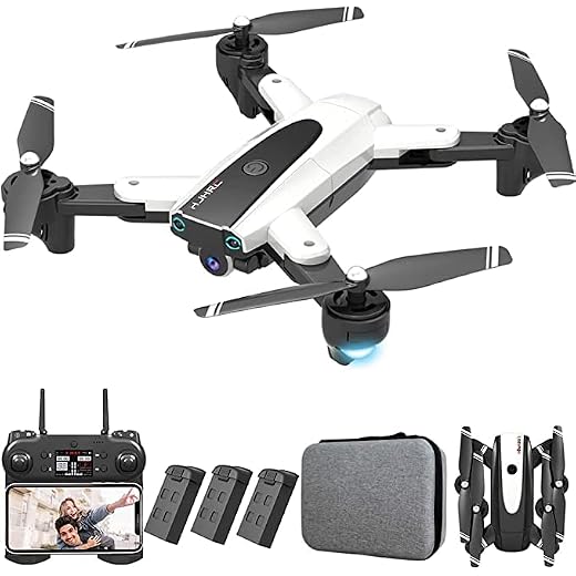 HJ68 RC Drönare med kamera för vuxna 4K/1080P Quadcopter Helikopter Drönare för vuxna Vidvinkelkamera Optiskt flöde Positioneringsgest Foto Video Dubbla kameror (3 batterier & 4K WiFi-kamera, vit)
